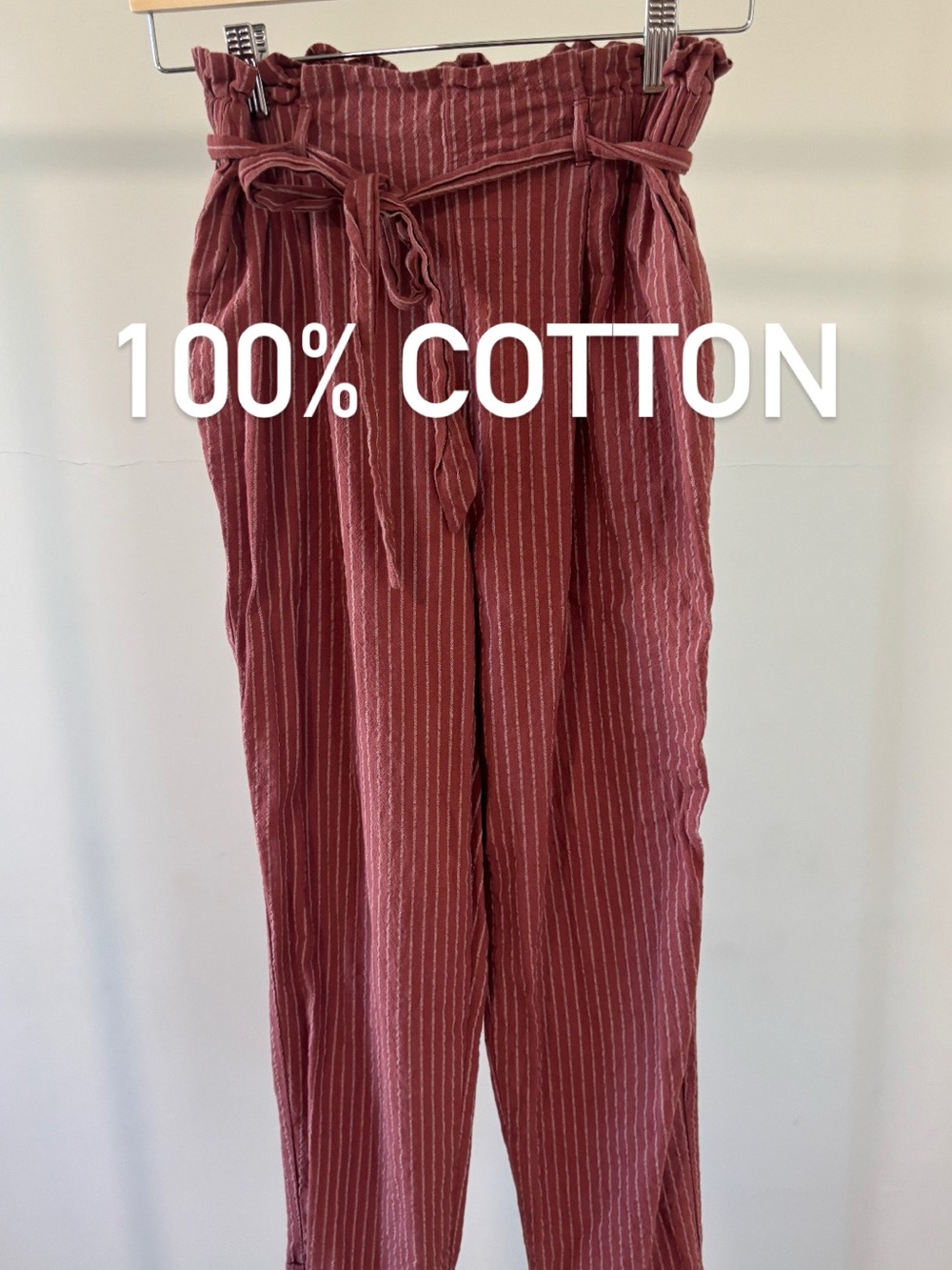 High-Waist Paperbag Pants | 100% cotton | size m